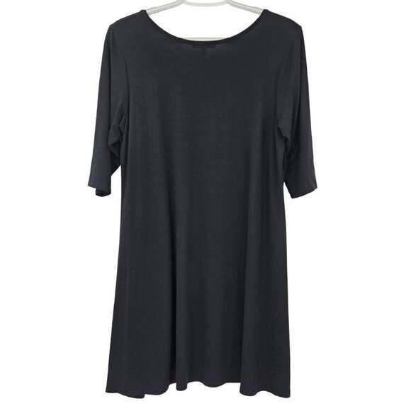 Eileen Fisher Jersey Knit Scoop Neck Tunic Top Black Women’s Size M Minimalist - Picture 2 of 9